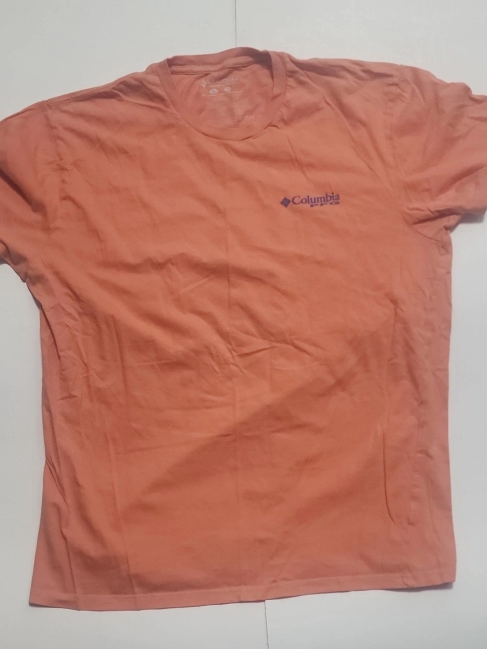 Columbia PFG Men's Short Sleeve Tee - Coral Peach with Purple Logo